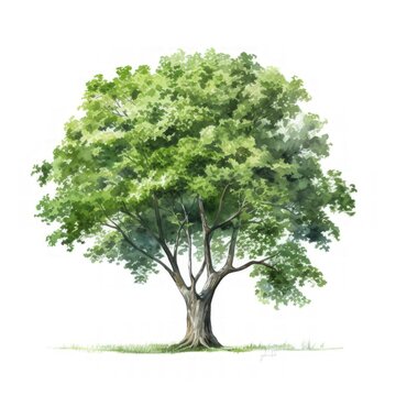 Watercolor tree illustrations on a white background