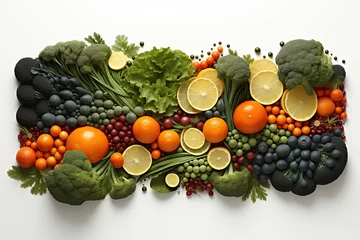 Keuken spatwand met foto Fruits and vegetables for healthy on white background. © Atiwan Janprom