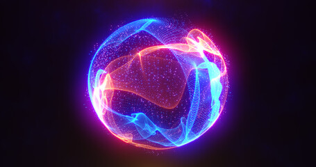 Fototapeta premium Abstract energy sphere with glowing bright particles energy scientific futuristic hi-tech background