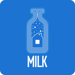 The original concept poster for milk advertising. Vector illustration in a flat style. Vector elements.
