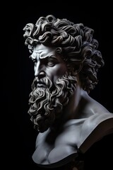 Greek god sculpture profile picture with black background
