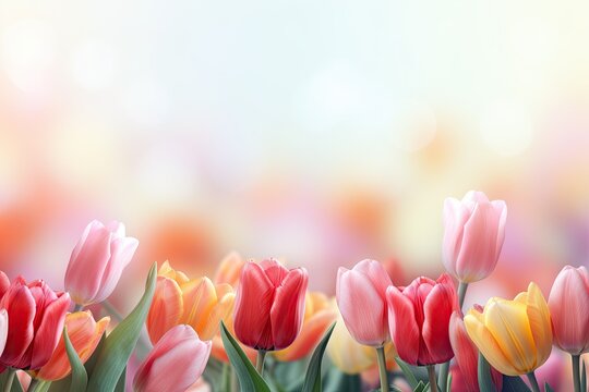Frame of different tulips