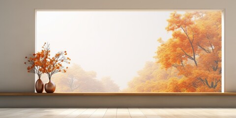 Empty space and autumn window in home interior