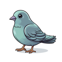 Pigeon isolated on a white background. Vector illustration in cartoon style.