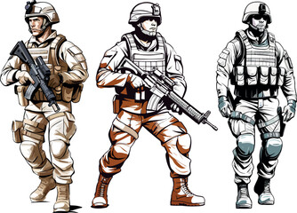 Military man vector, marines, NAVY, army soldier