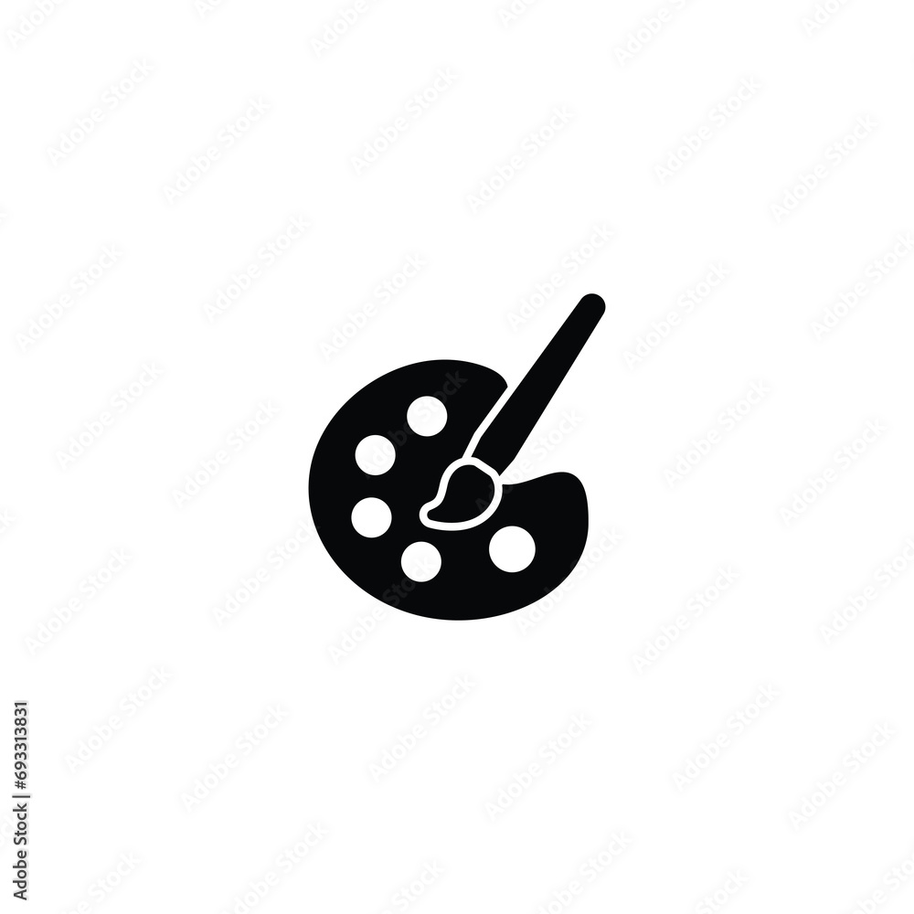 Poster paint brush and palette icon vector for web site computer and mobile app
