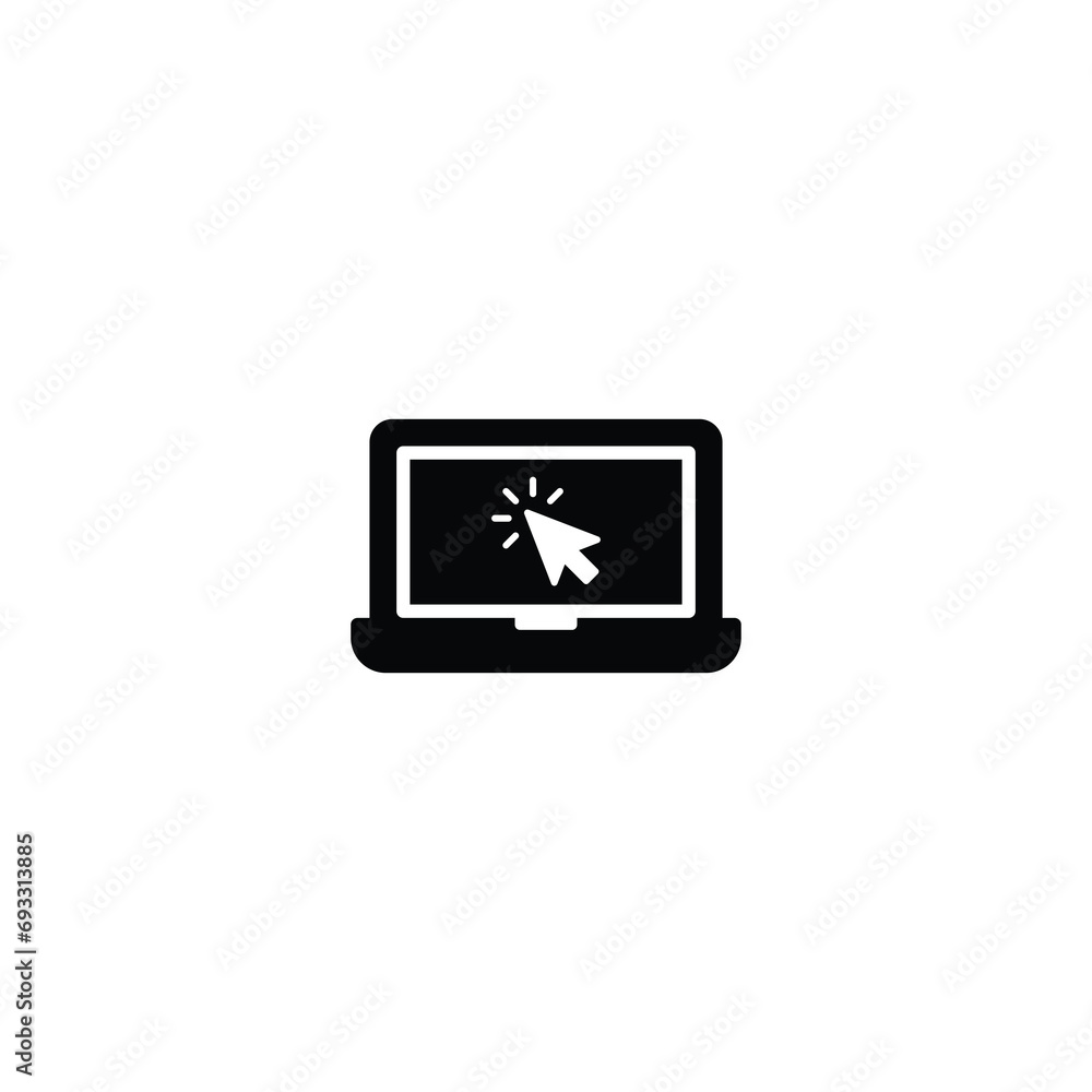 Poster laptop with cursor icon vector for web site computer and mobile app
