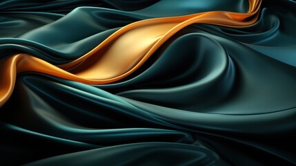Silken Currents: Teal Drapery with Gilded Highlights - generative ai