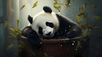 Sleepy panda. Vector Illustration