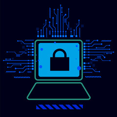 Safety concept, Closed Padlock on digital background, cyber security