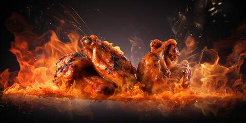 Whiffs of Flavor: Exploring the Culinary Journey of Grilled Chickens on a Barbecue With Billowing Smoke and fire