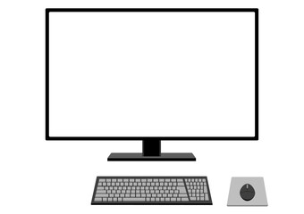Fototapeta premium パソコンの液晶モニターとキーボード（PNGは画面透過）