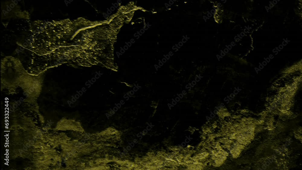 Poster animation of moving and changing green texture and copy space on black background