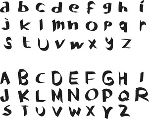 uppercase and lowercase letters hand lettering font vector icon set Kindergarten children's writing