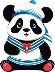 Obraz premium Cute baby cartoon Panda in sailor costume