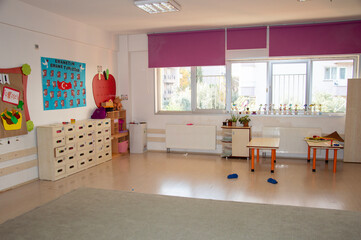 empty classrooms in kindergarten building