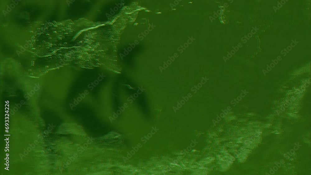 Poster animation of moving and changing green texture and copy space on black background