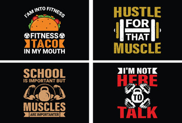 Fototapeta na wymiar Gym t-shirt design bundle fitness t-shirt