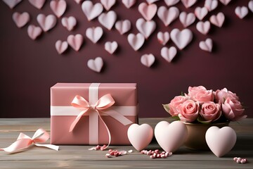 Gift, balloons, bow, heart: Valentine's Day, Christmas, Mother's Day, March 8, World Women's Day, Birthday, Wedding Day