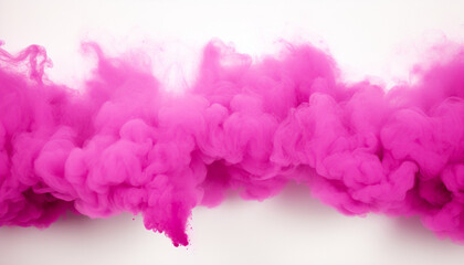 Obraz premium Vibrant pink smoke cloud spreading on white background, abstract and dynamic