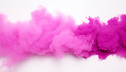 Fototapeta premium Vibrant pink smoke cloud spreading on white background, abstract and dynamic