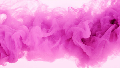 Vibrant pink smoke cloud spreading on white background, abstract and dynamic