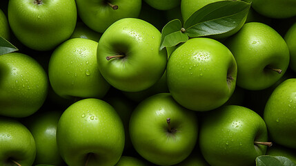 green apples, top view, healthy eating concept