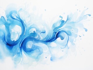 Abstract blue watercolor splash. Ink blots. illustration. Generative AI