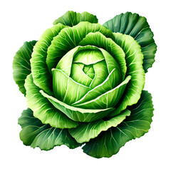 Obraz premium green cabbage isolated on white, generative AI
