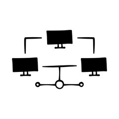 Computer network in hand-drawn style