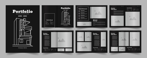 Architecture portfolio design or interior portfolio template - obrazy, fototapety, plakaty