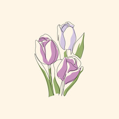 Tulip's Grace Nature's Elegance in a Single Line