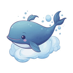 Cute cartoon killer whale. Vector illustration isolated on white background.