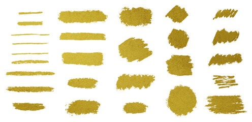金色の筆の線のセット、ゴールドのストロークセット、金箔、金線、ゴールドライン