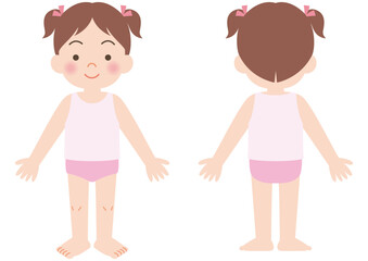下着姿の女の子 前と後ろ