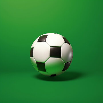 Soccer ball isolated on green background. 3d render illustration.AI.