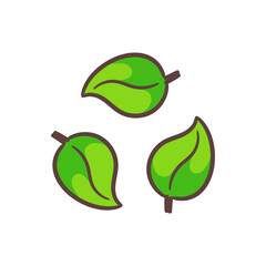 Green leaf recycle icon vector. Isolated white background