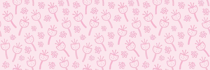 sweet pink background Cute cartoon flower pattern for cute fabric pattern. Gift wrapping paper, tile patterns, etc.