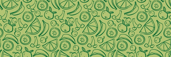 Fruit lines background, green tones