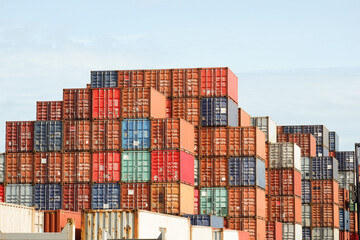 Containers piled up at the port