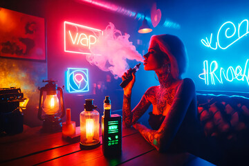 Neon Vape Lounge: Trendy Vibes and Body Art