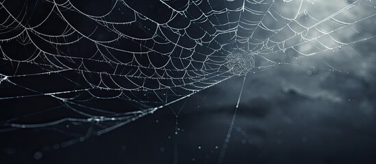 Spider web is being built - obrazy, fototapety, plakaty