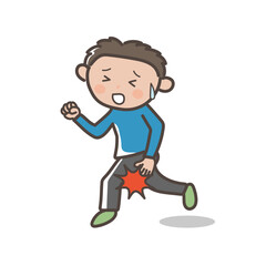 Fototapeta premium ランニング中にハムストリングを痛める_攣る男性のイラスト