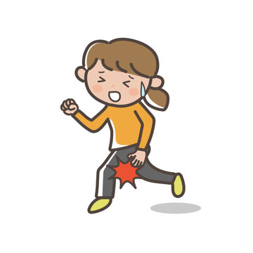 ランニング中にハムストリングを痛める_攣る女性のイラスト