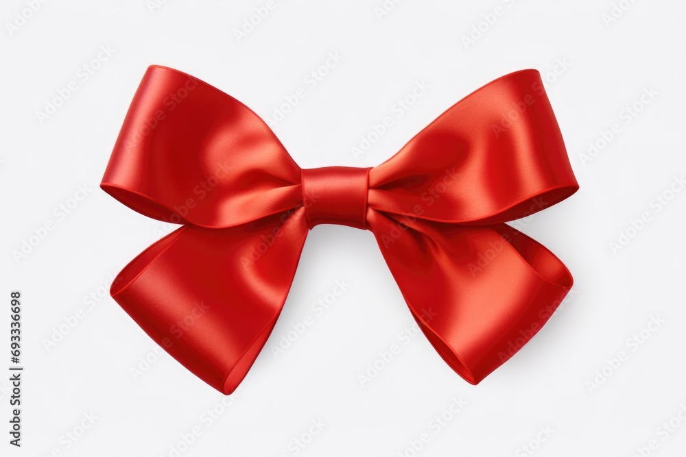 Poster A simple yet elegant red bow placed on a clean white background. Perfect for adding a touch of festivity and celebration to any project