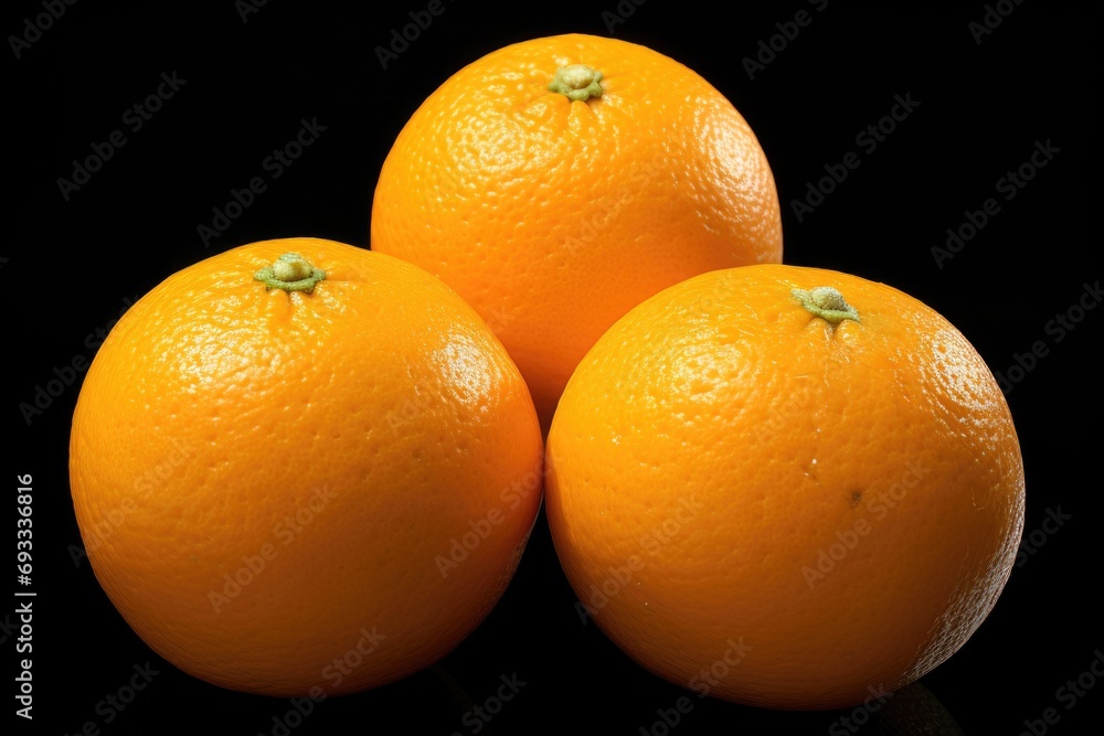 Poster three oranges stacked on top of each other. perfect for food and nutrition-related projects