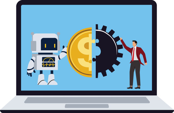 Technology advance Businessman and Robot