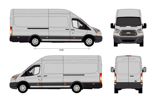 Vector template of cargo van truck Ford Transit High Roof