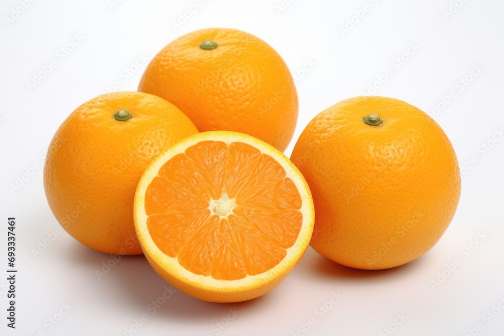 Poster Three oranges sliced in half, perfect for adding a fresh and vibrant touch to your projects