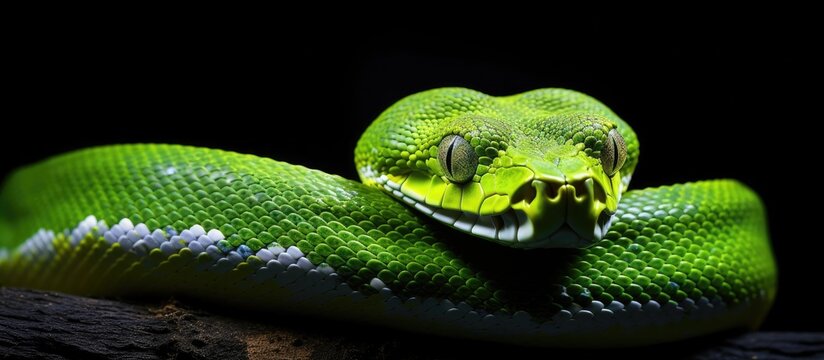 The green tree python belongs to the Pythonidae family.
